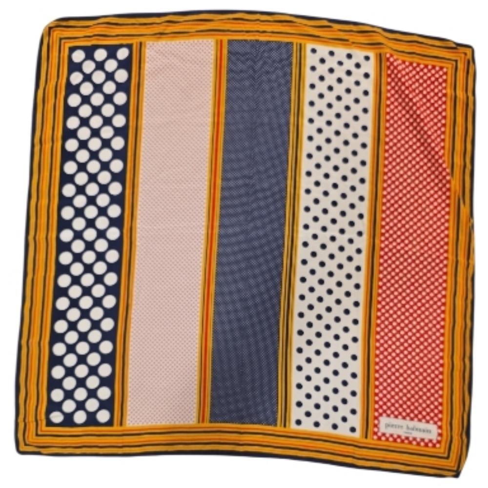 VTG PIERRE BALMAIN BOLD GEOMETRIC SILK SCARF 80s ROLLED EDGE - 32 X 32"